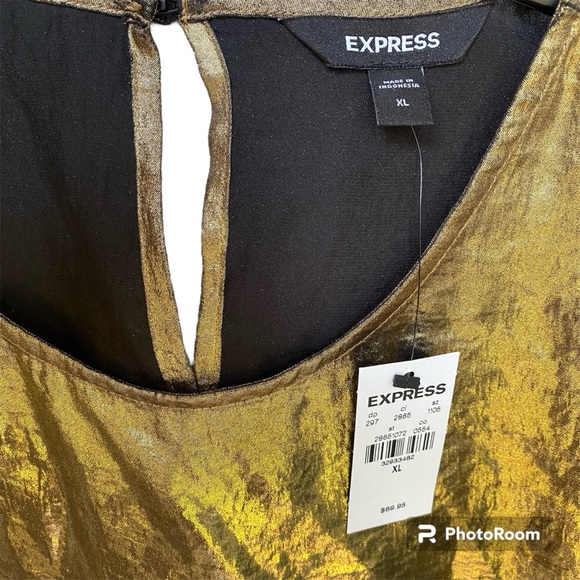 Express Gold Foil Balloon Sleeve Top Size XL NWT - Picture 5 of 13